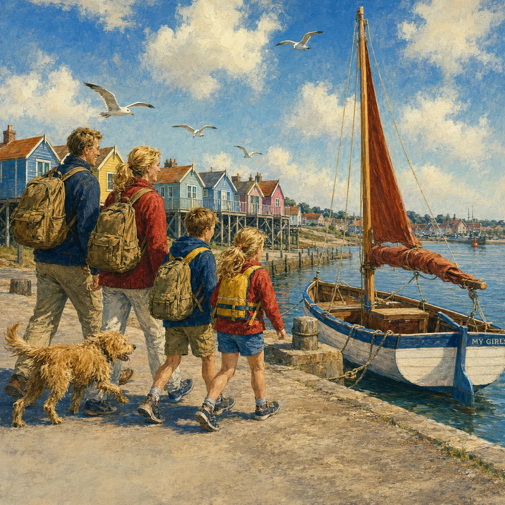 Early one summer morning the family arrived at Wells-next-the-Sea, kit bags packed and adventure ahead.