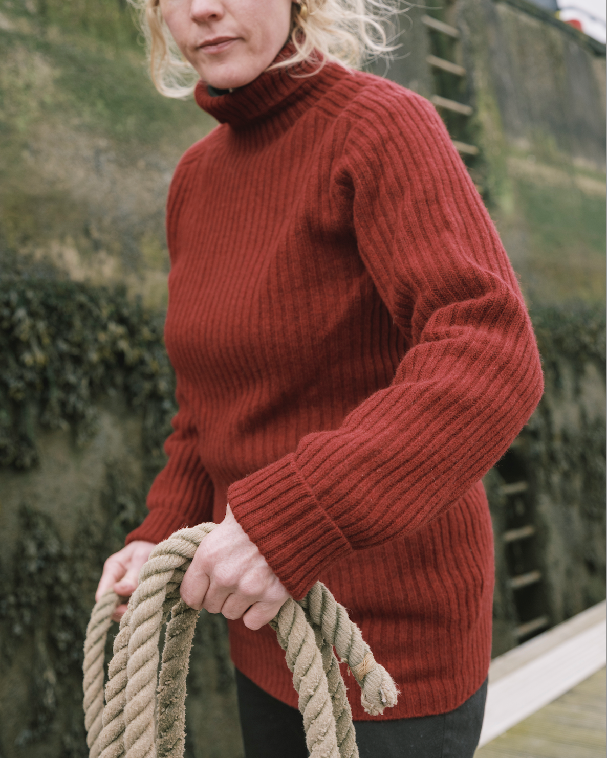 Ribbed Lambswool Polo Neck
