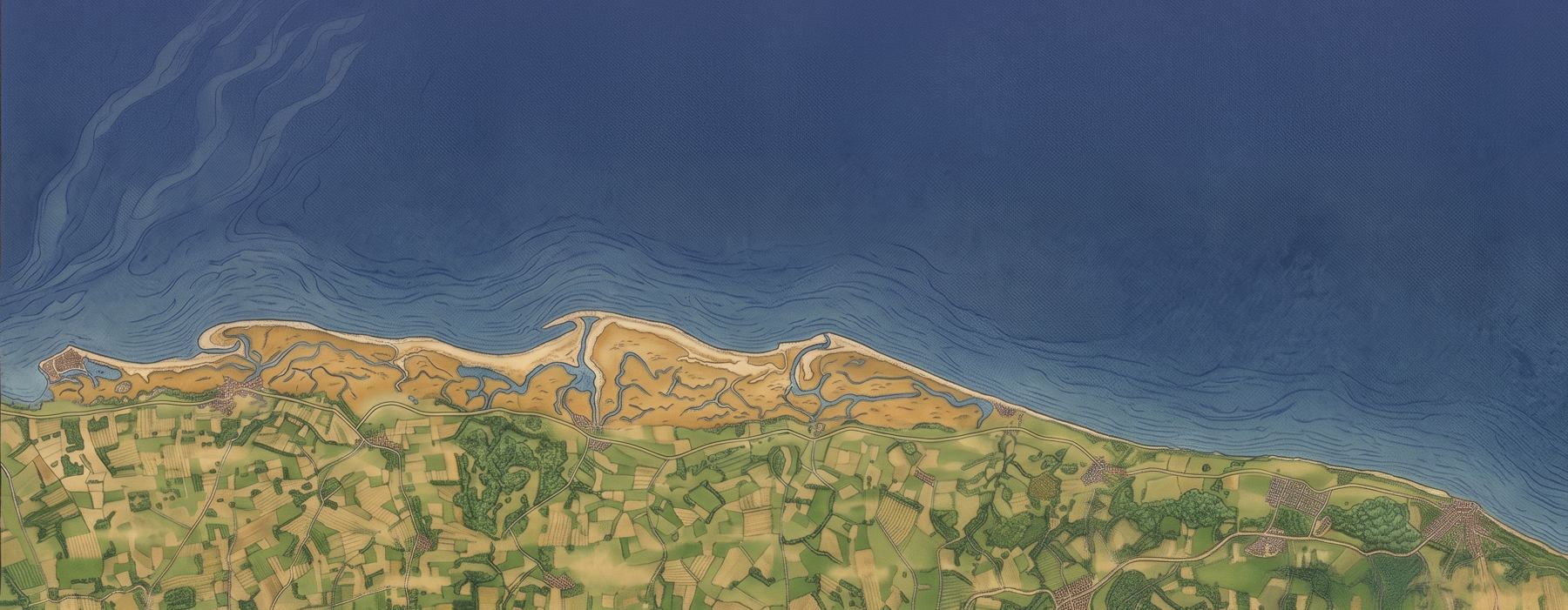 Illustrated map of the North Norfolk coast from Brancaster to Cromer